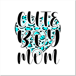 Cute Boy Mom Leopard Heart Mother's Day Boy Mama Mom Posters and Art